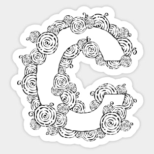 Letter C Vintage Swirl Art Sticker